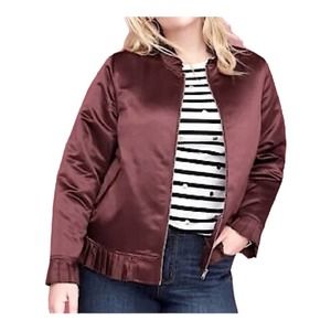 Lane Bryant plum satin jacket ruffle new with tags women plus size 26/28